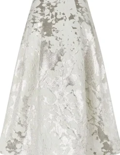 2461 Metallic Woven jacquard, Voluminous Midi Skirt