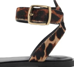 Animal-print leather sandals