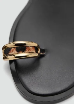 Animal-print leather sandals