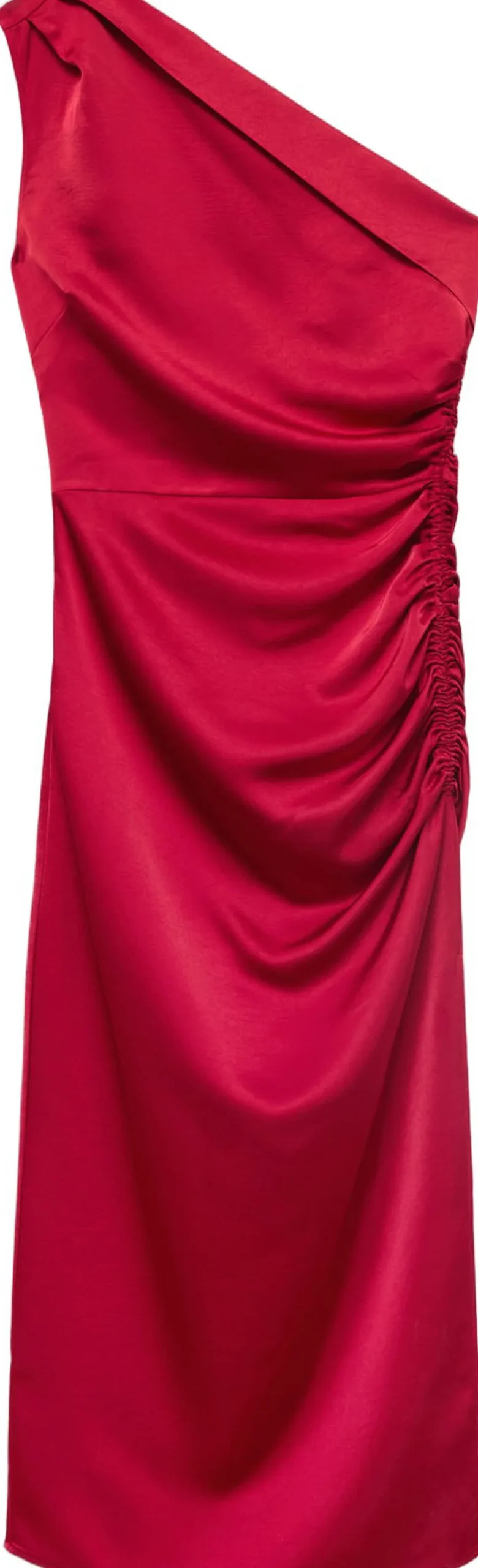 Asymmetrical satin dress with side