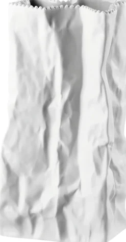 Bag vase 22cm, Weiss matt, Do not litter