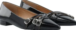 BIABARI Pointy Flat Buckle Faux Leather