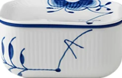 Blå Mega Riflet smørskål m. låg 42 cl.