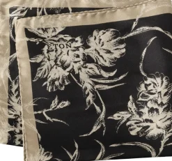 Black Floral Silk Pocket Square