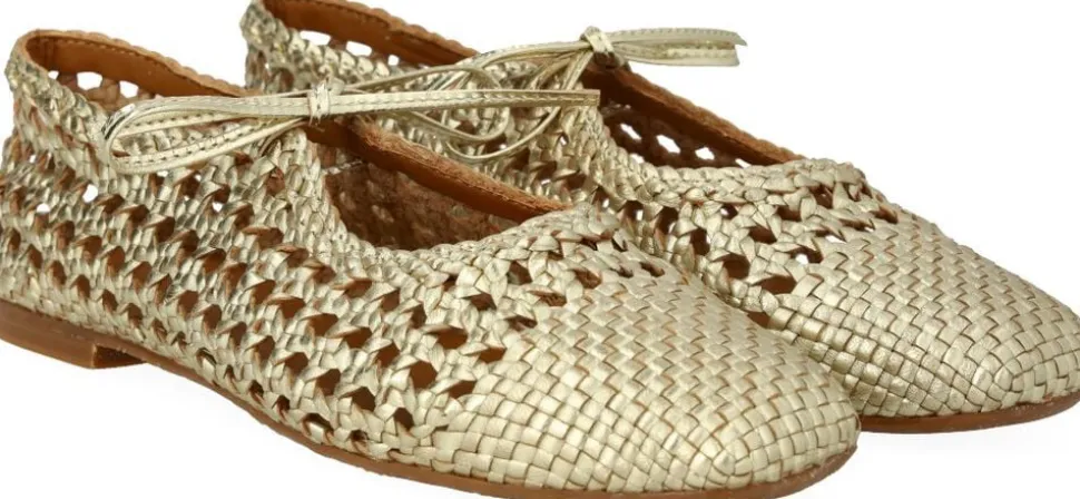 Blød håndflettet ballerina med sløj