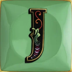 Bowl 12cm sq. flat, Holiday Alphabet J, Versace