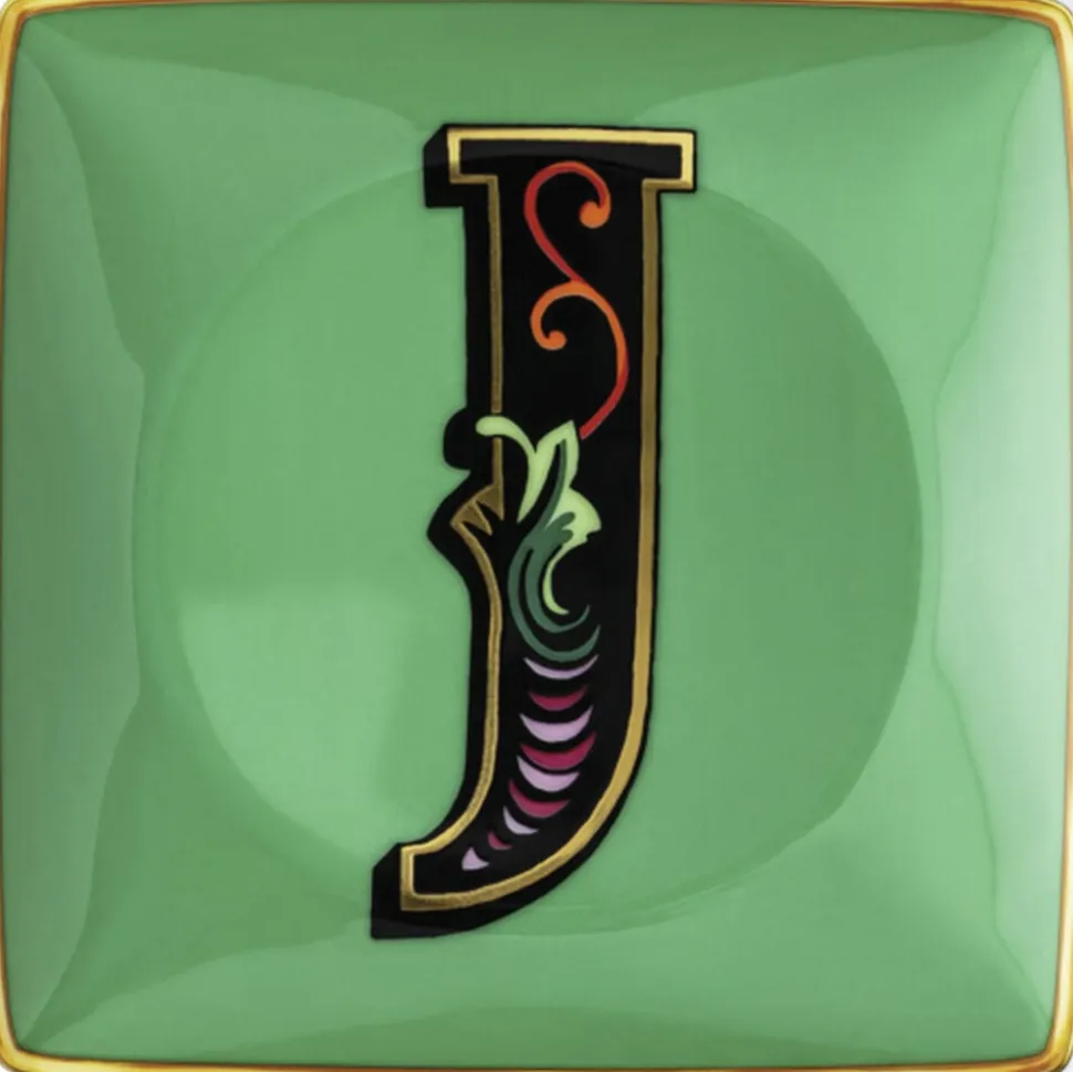 Bowl 12cm sq. flat, Holiday Alphabet J, Versace