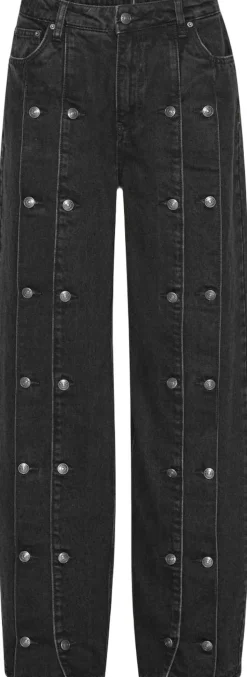 BUTTON DETAIL WIDE JEANS