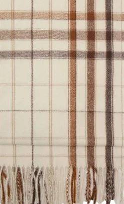 Check scarf with fringed ends