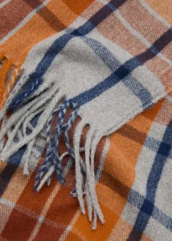 Check scarf with fringed ends