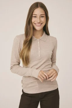 Cilla 12 Langærmede polo strik - 100% Merino uld RWS