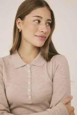 Cilla 12 Langærmede polo strik - 100% Merino uld RWS