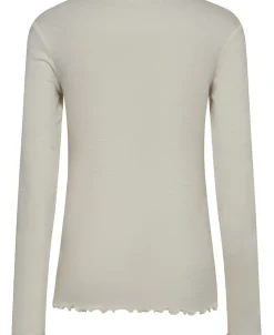 Cilla 14 Langærmede striktrøje med bølgende kant - 100% Merino uld