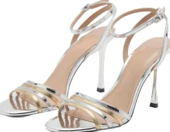 Combined strap heeled sandal