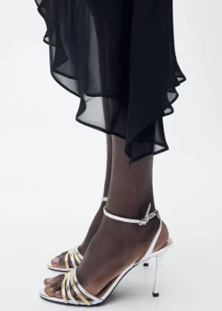 Combined strap heeled sandal