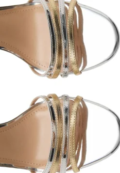 Combined strap heeled sandal