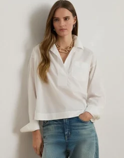 Cotton Broadcloth Cropped Shirt