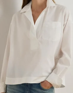 Cotton Broadcloth Cropped Shirt
