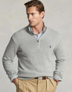 Cotton Quarter-Zip Mockneck Sweater