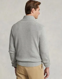 Cotton Quarter-Zip Mockneck Sweater