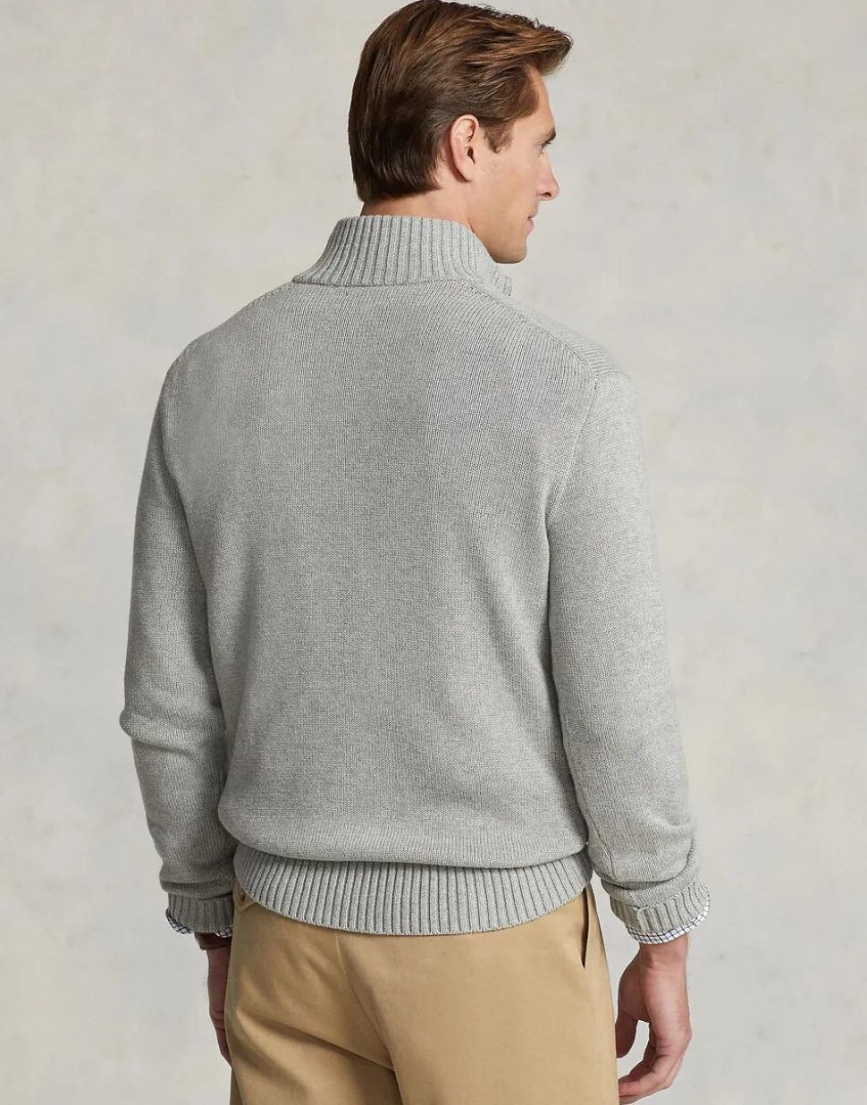 Cotton Quarter-Zip Mockneck Sweater