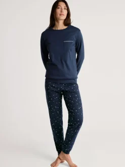 DAMEN Pyjama mit Bündchen