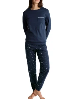 DAMEN Pyjama mit Bündchen
