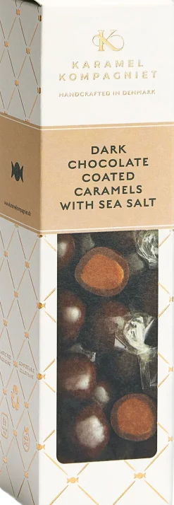 Dark Chocolate coated caramels with sea salt Elegance