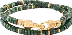 Dark Green Malachite Heishi Wrap Bracelet