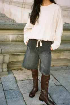 Denim black wide shorts - Raha