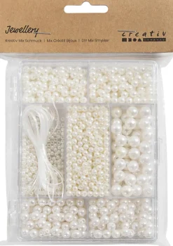 DIY Mix Smykker, Halskæde og armbånd, hvid perlemor