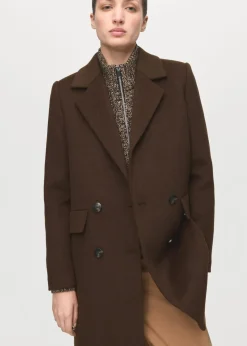 Double-breasted wool blend coat