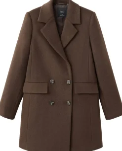 Double-breasted wool blend coat