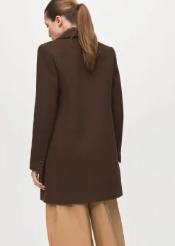 Double-breasted wool blend coat