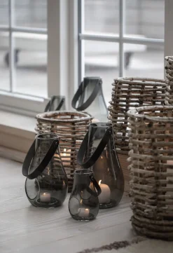 DWL Lanterne, smoke m. sort hank, H 25 cm