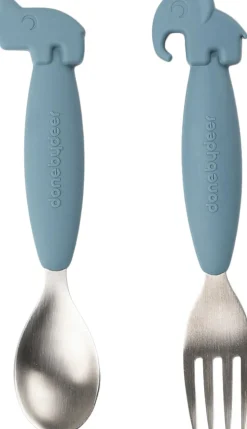Easy-grip ske og gaffel sæt Deer friends Blå