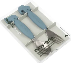 Easy-grip ske og gaffel sæt Deer friends Blå