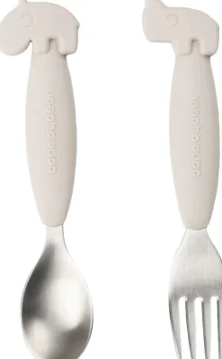 Easy-grip ske og gaffel sæt Deer friends Sand