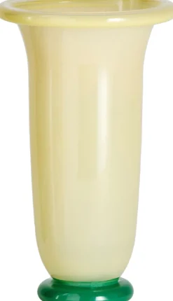 Empire Vase-Large-Sand with lemon rim, green base