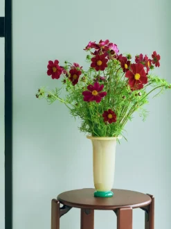 Empire Vase-Large-Sand with lemon rim, green base