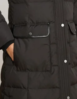 Faux-Fur-Trim Quilted Down Maxicoat