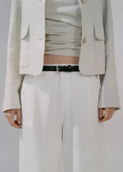 Fine croco leather-effect belt