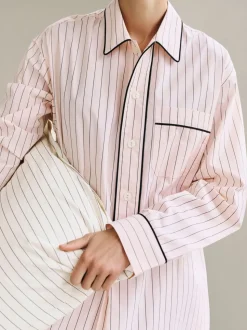 Fineline Long Nightshirt-M/L-Soft pink