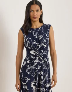 Floral Twist-Front Jersey Dress