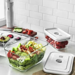 Fresh & Save Vakuum beholdersæt 3d i glas. S,M, L