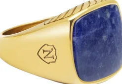 Gentlemen's Gold Signet Ring with Blue Dumortierite