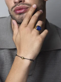 Gentlemen's Gold Signet Ring with Blue Dumortierite