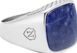 Gentlemen's Silver Signet Ring with Blue Dumortierite