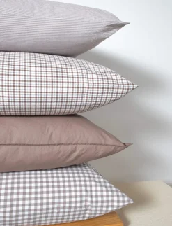 Gingham washed percale brown/white
