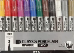 Glas- og porcelænstusch, streg 1-2 mm.